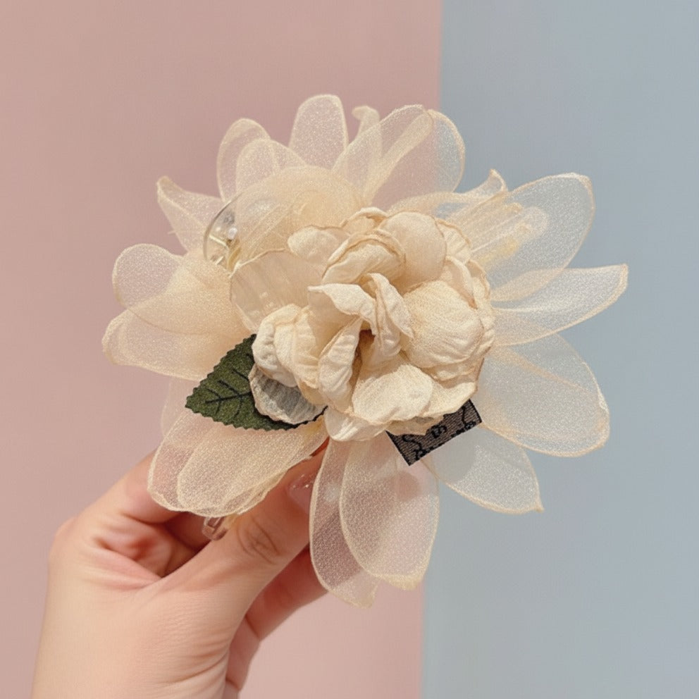 Dreamy Floral Hair Claw Clip - Champagne