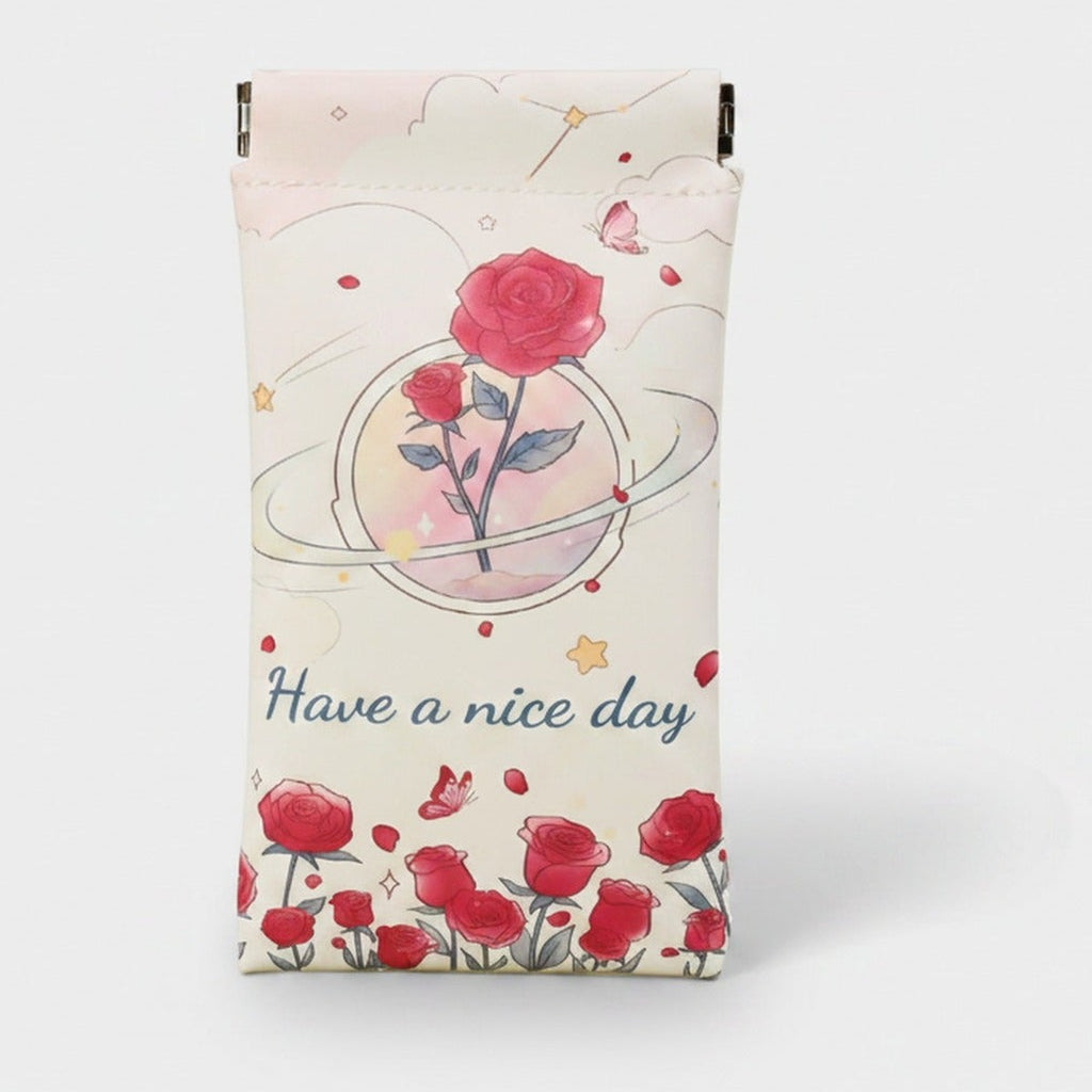 Rose Planet Flower Cosmetic Bag With Butterfly – bags & wallets (view 1)