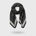 Black Chain Print Square Scarf With Border – scarves & belts (view 1)