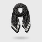 Black Chain Print Square Scarf With Border – scarves & belts (view 1)