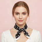 Polka Dot Satin Square Scarf - Pink