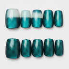 Metallic Press-On Nail Set - Teal Shimmer