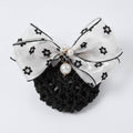 Floral Mesh Bow Hair Claw - White Floral