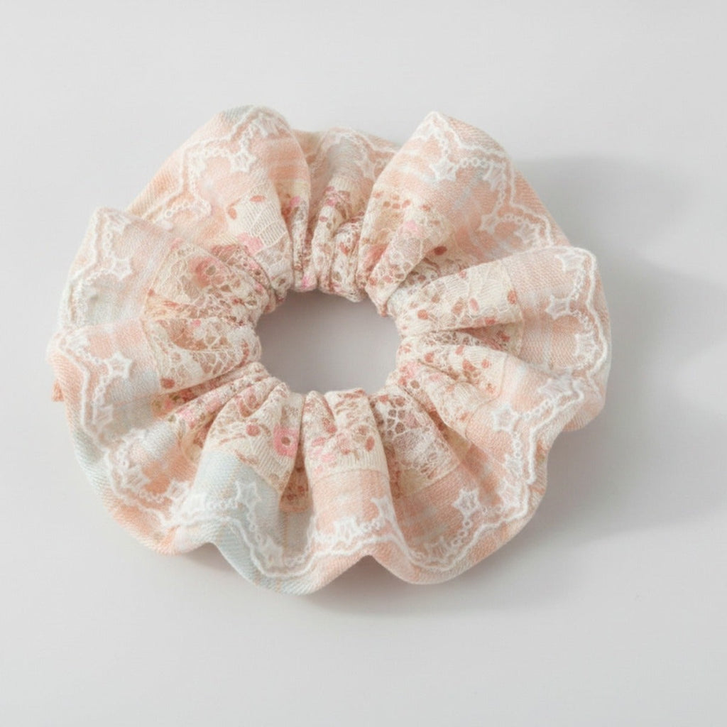 Lace Floral Scrunchie With Ruffle Edge – hair accessories (view 1)