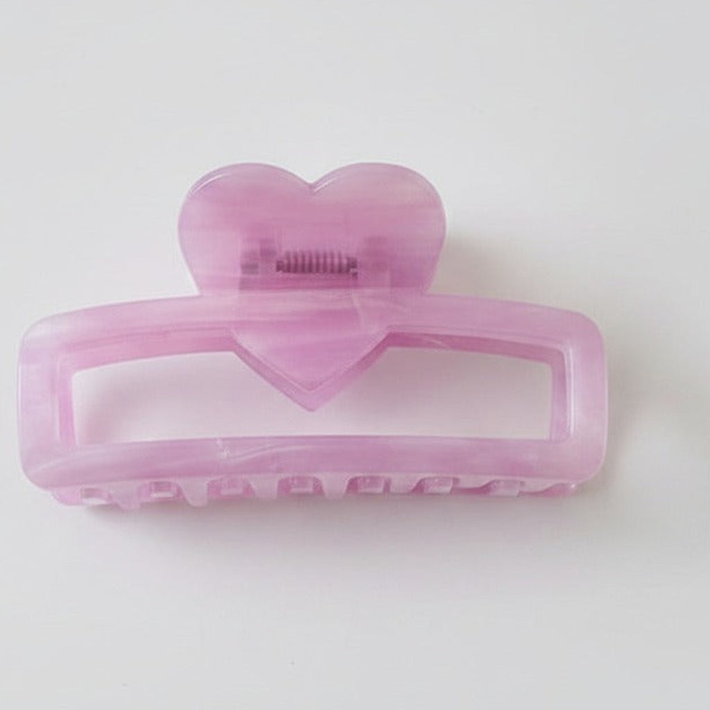 Heart-Shaped Pearl Hair Claw Clip - Purple Large 8.5cm – hair accessories (view 1)