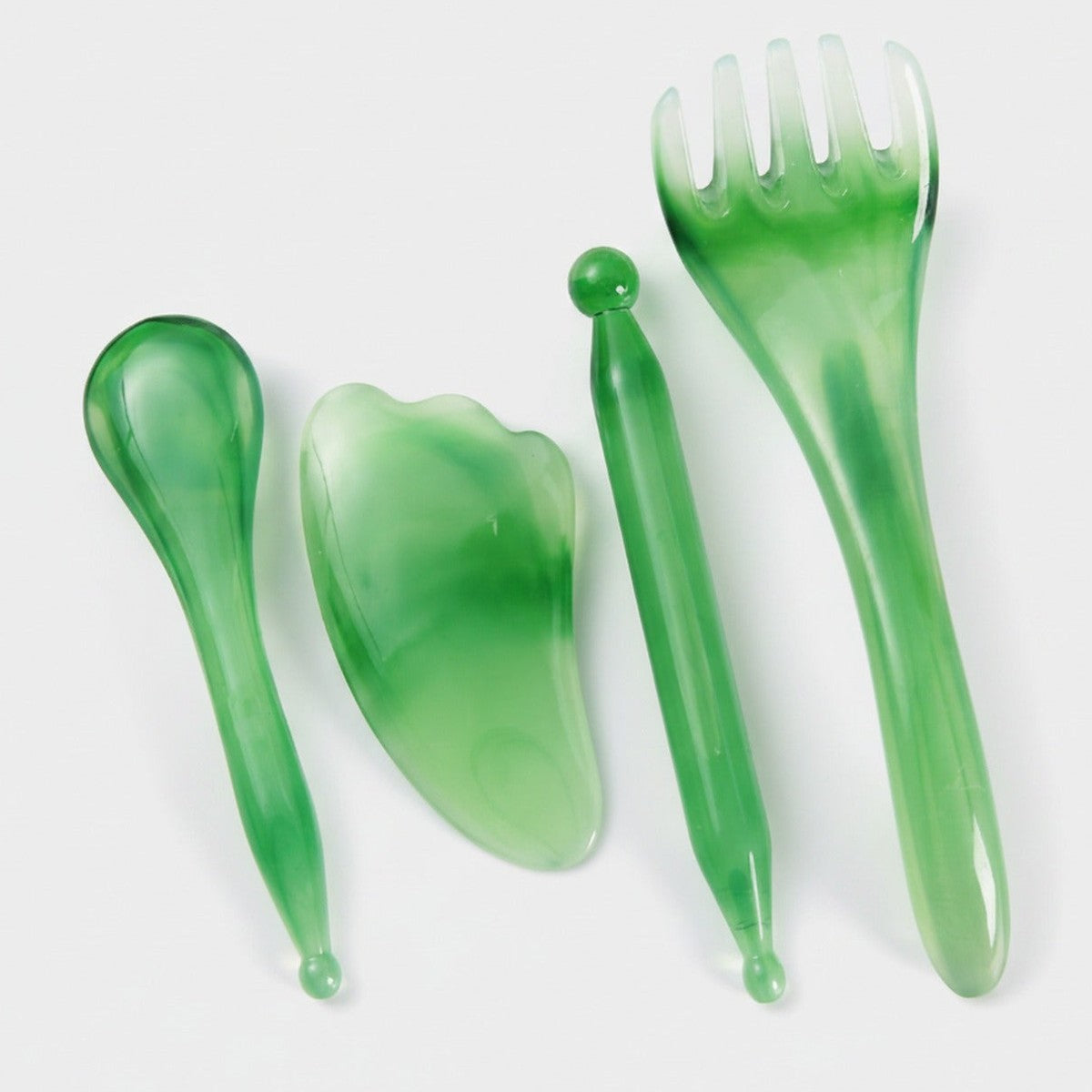 Jade Green Gua Sha Stone Facial Roller Set – Korean beauty tool (view 1)