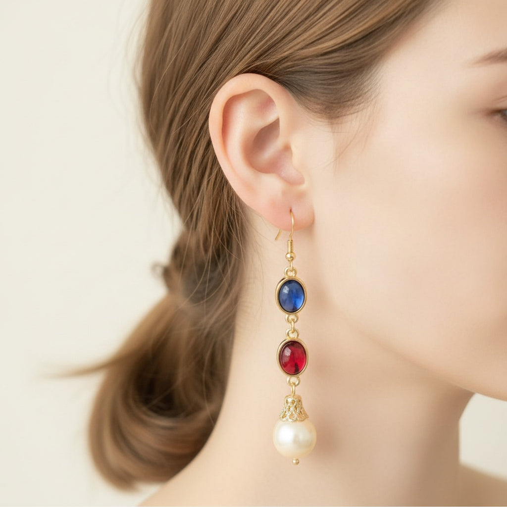 Gold Jewel Drop Earrings Gold
