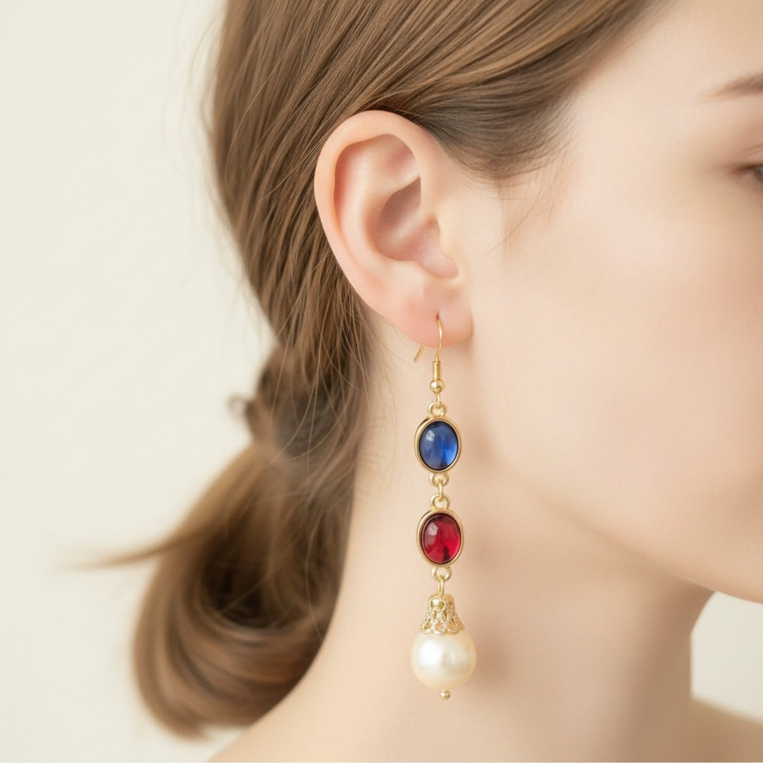 Gold Jewel Drop Earrings Gold