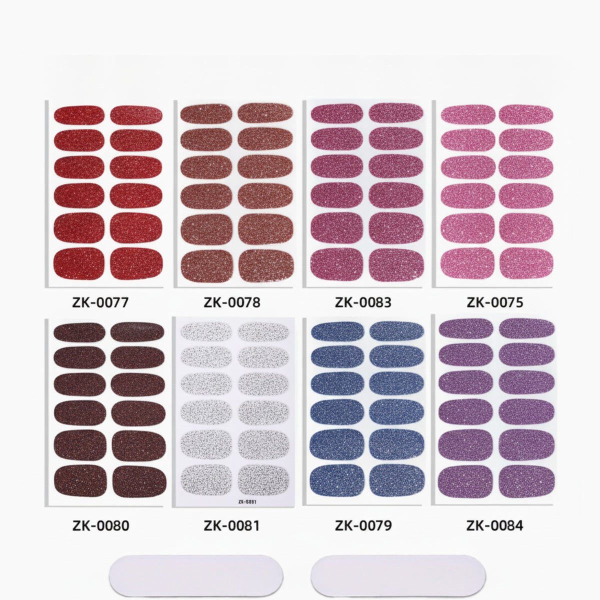Glitter Nail Wraps - 12 Color Sparkle Set – Korean nail care (view 1)