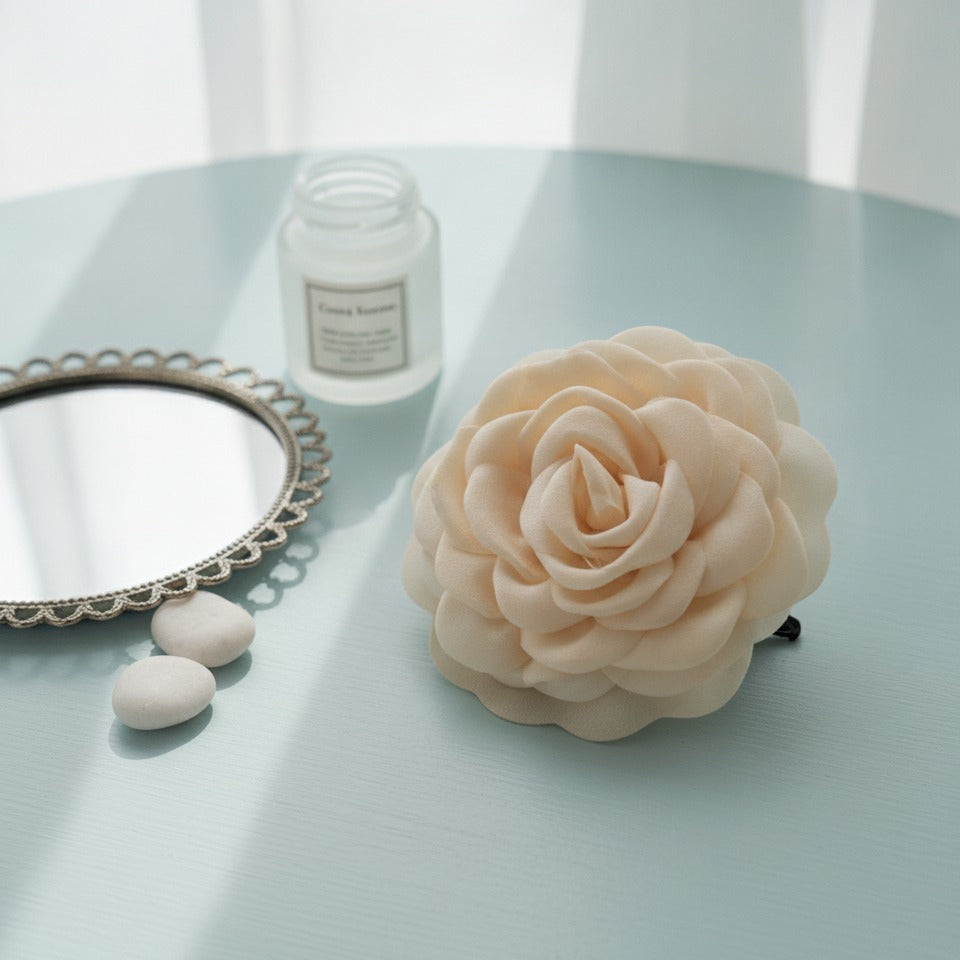 Rose Bloom Hair Claw - Beige