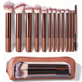 14-piece makeup brush set - Coffee