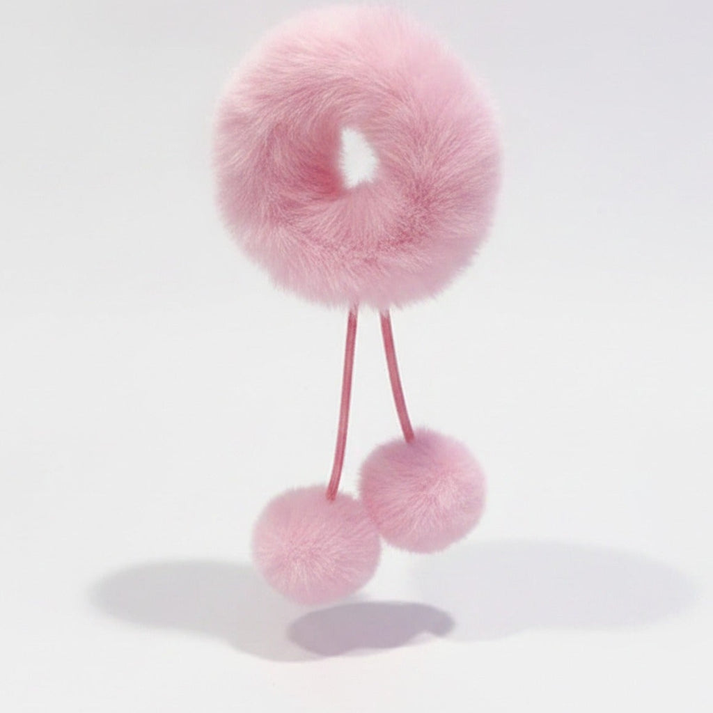 Fuzzy Pom Pom Hair Clip Pink – hair accessories (view 1)