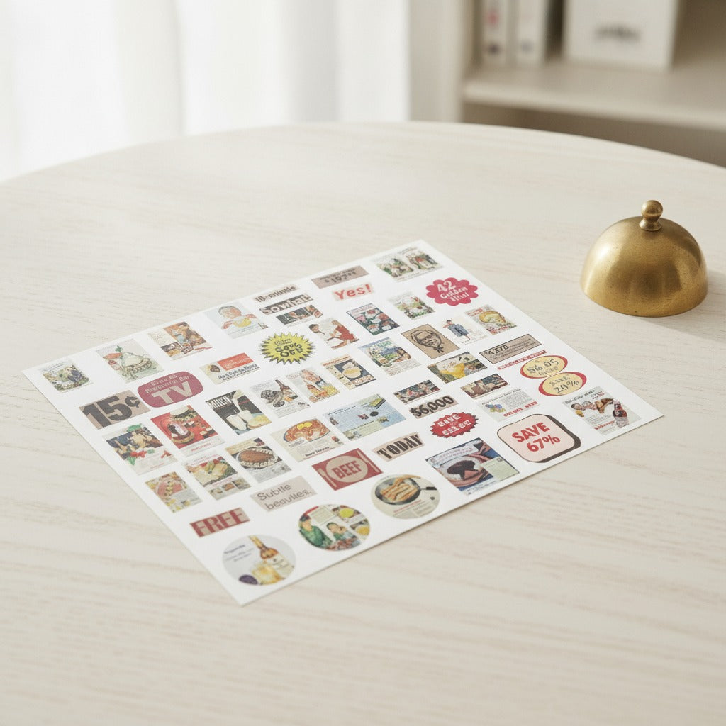 Vintage Ad Collage Sticker Set - Memory Collage