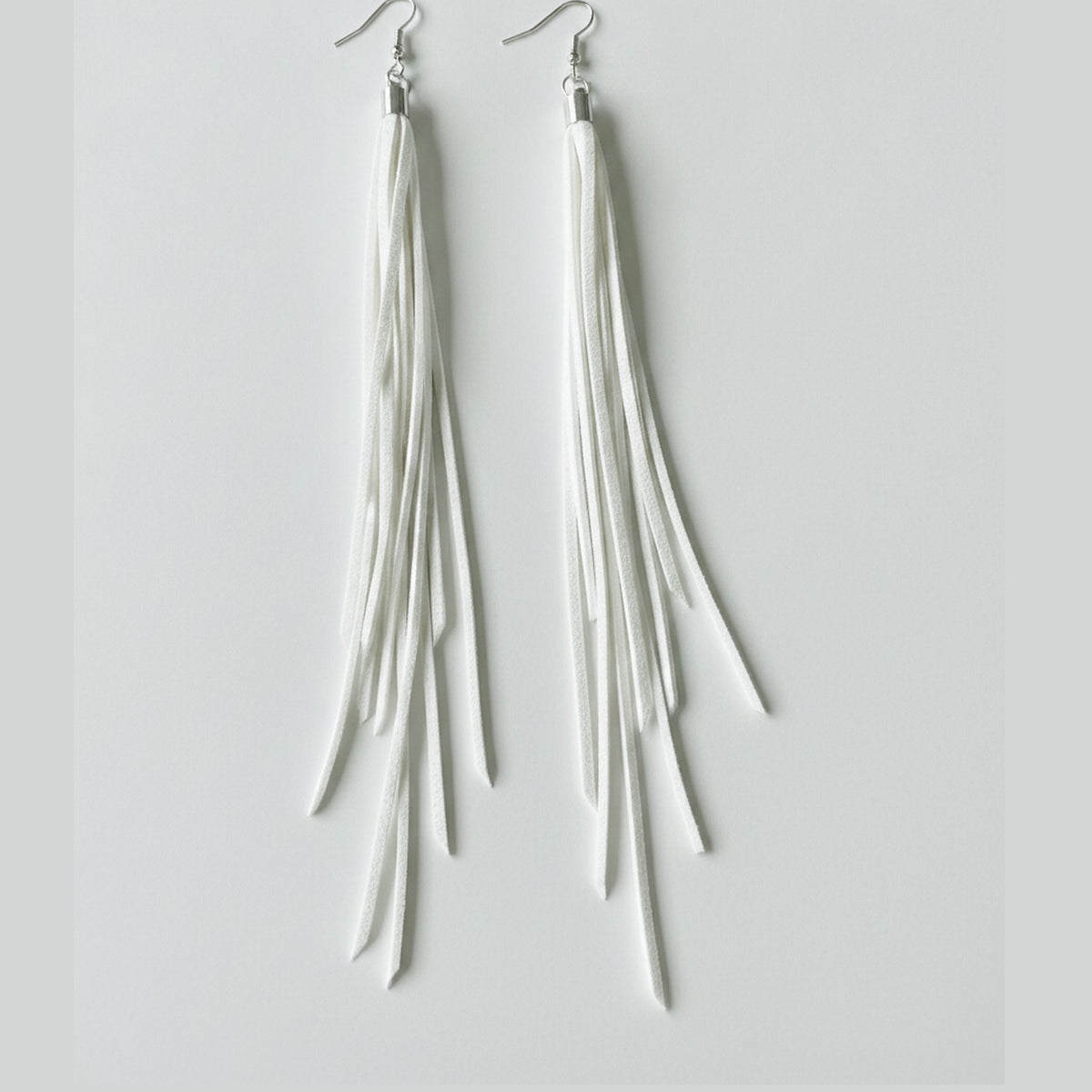 Fringe Tassel Dangle Earrings - White