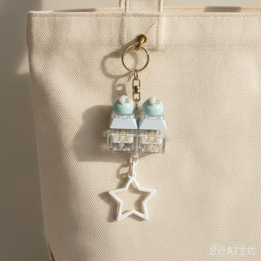 Dumpling Duo Keychain - Light Blue