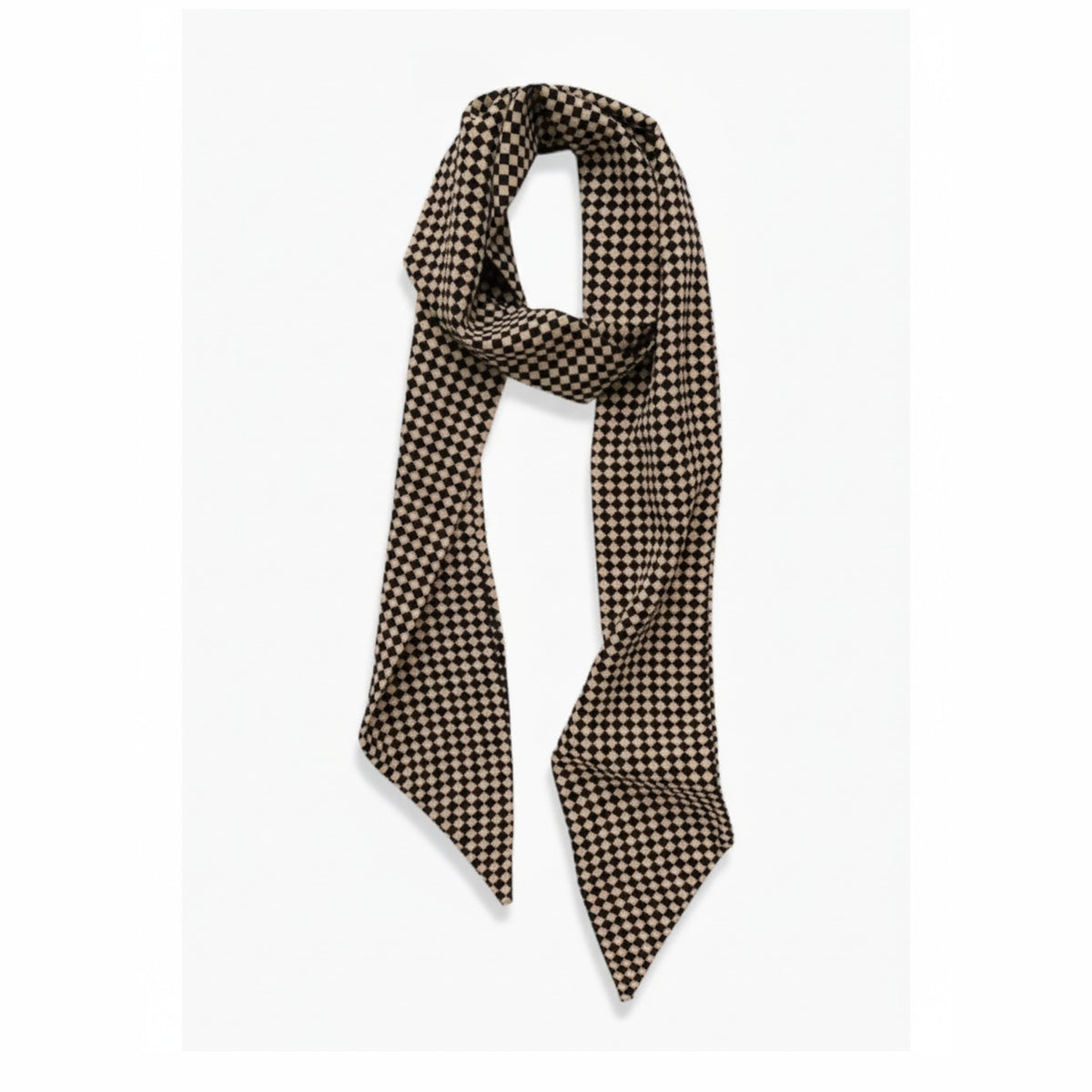 Checkered Black & Cream Lightweight Scarf – scarves & belts (view 1)