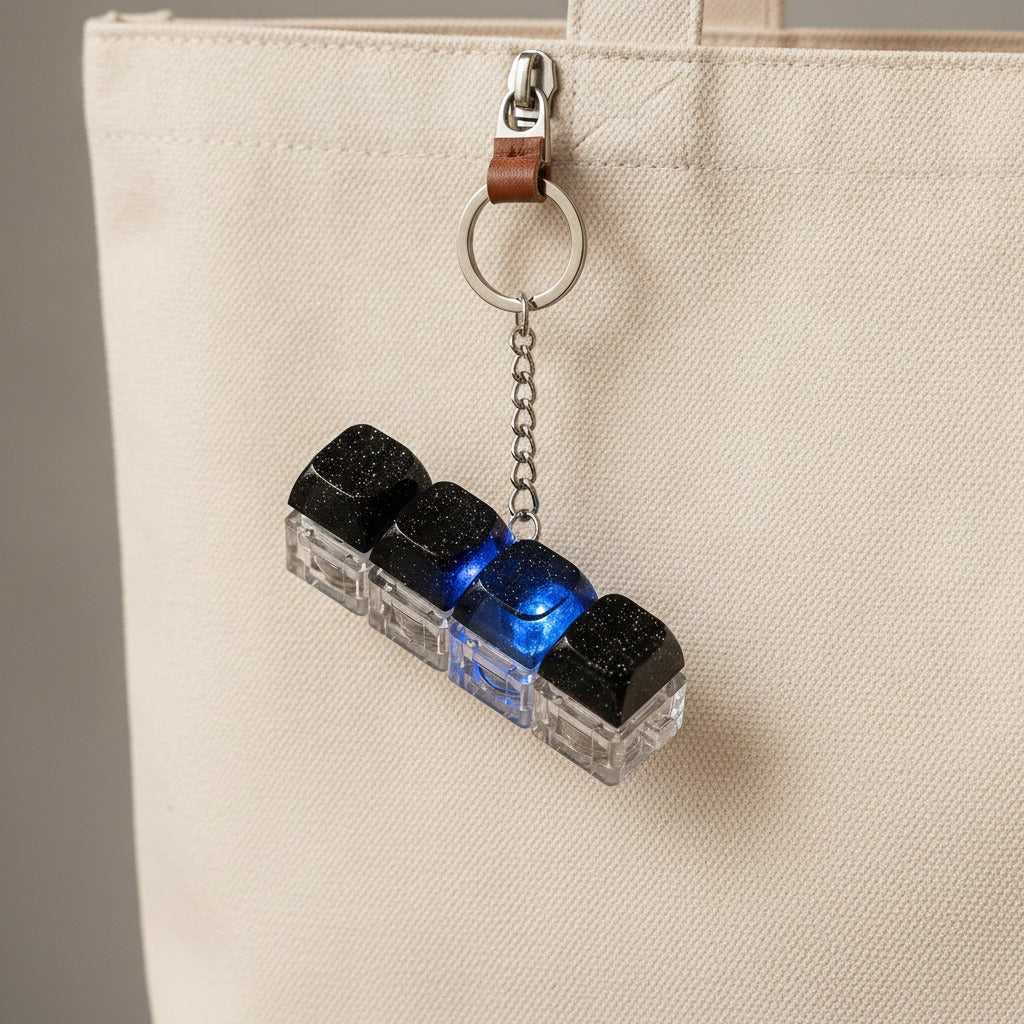 Mini Keyboard Switch Keychain - Black 4-Key