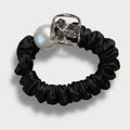 Black Scrunchie With Pearl And Silver Charm – hair accessories (view 1)