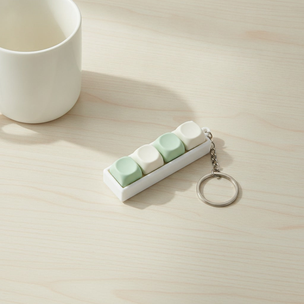Mini Keyboard Keys Keychain - Matcha