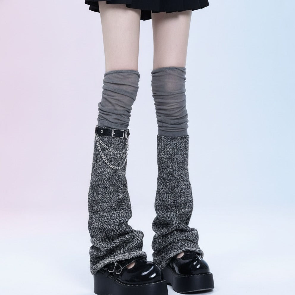 Slouchy Knee-High Socks - Gray