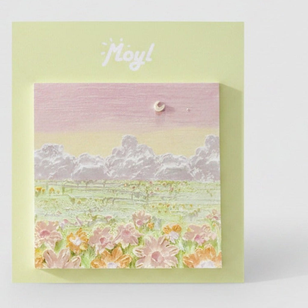 Pastel Floral Field Greeting Card With Pearl – stationery (view 1)