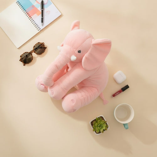 Adorable Pink Sitting Elephant Plush Pink