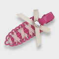 Pink Scalloped Hair Clip With Cream Ribbon – hair accessories (view 1)