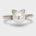 Pearl Cat Ear Ring with Rhinestone Details – jewelry (view 1)