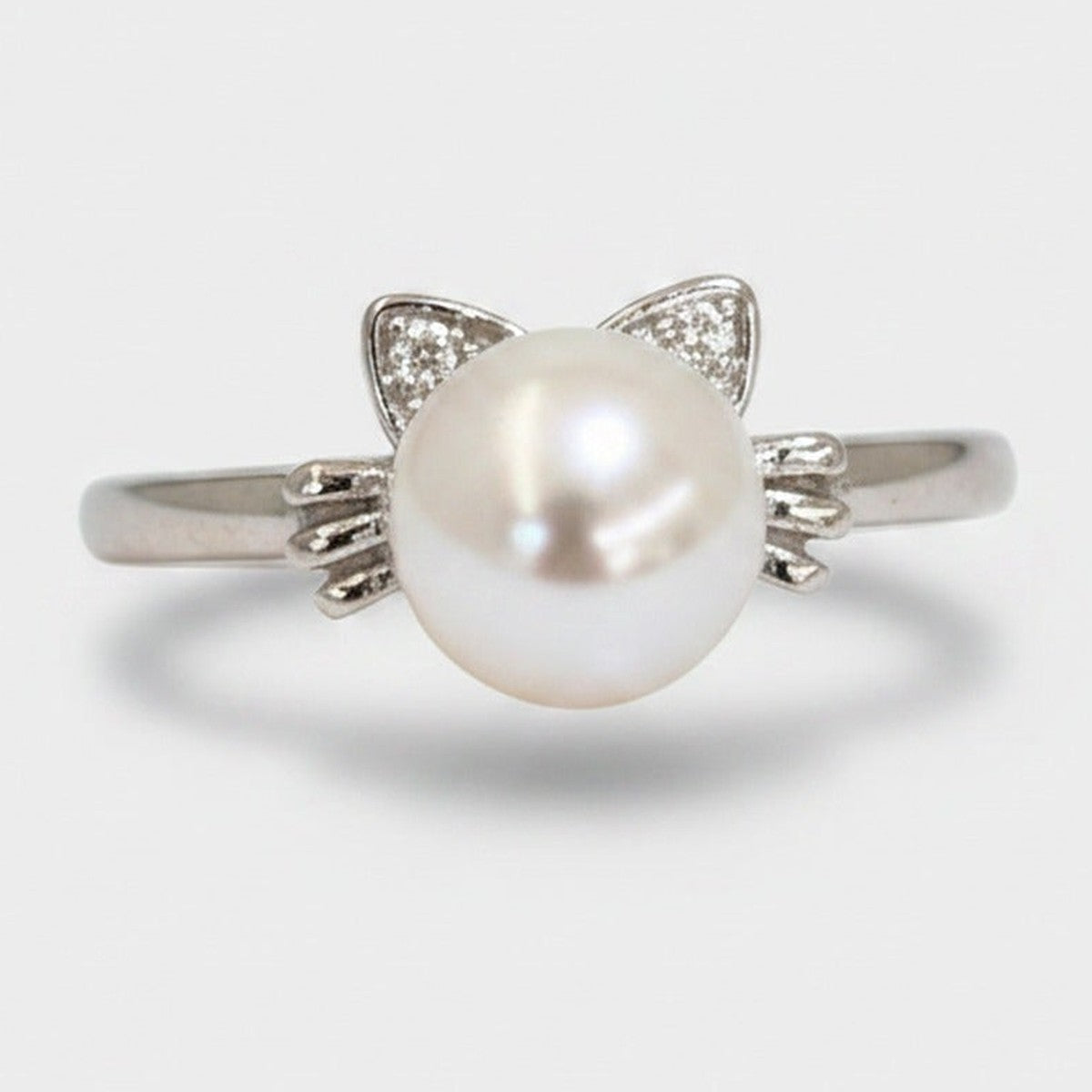 Pearl Cat Ear Ring with Rhinestone Details – jewelry (view 1)