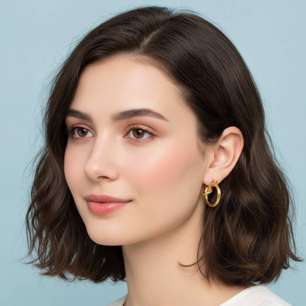 Twisted Knot Hoop Earrings - Gold