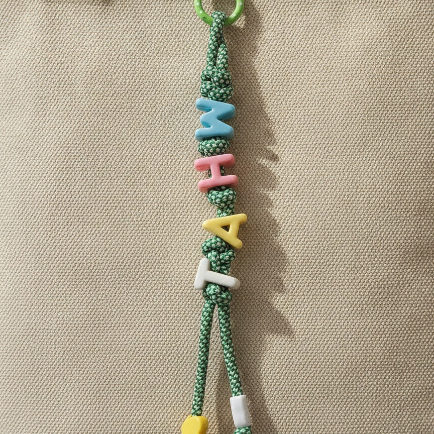 Beaded Letter Charm Keychain - Type 2
