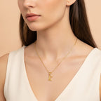 Initial Letter Pendant Necklace - Gold