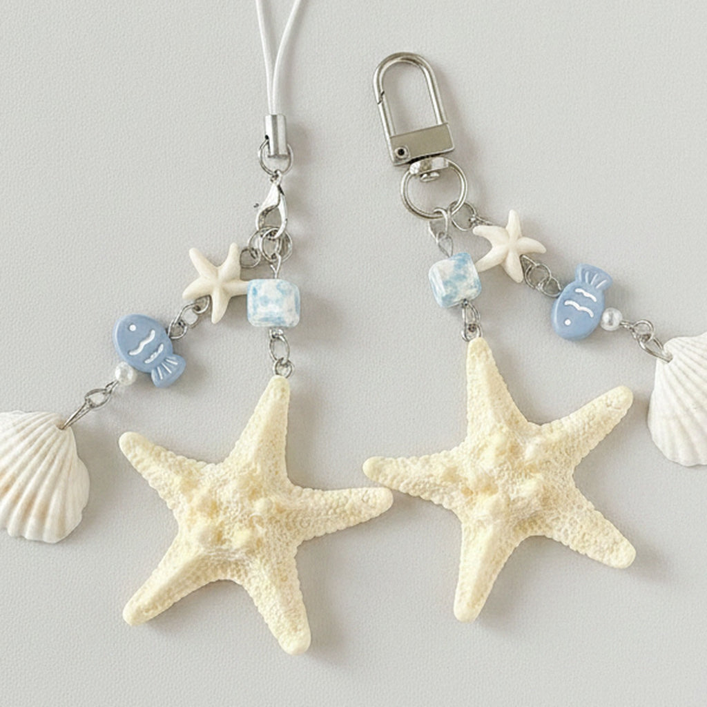 Starfish Shell Charm Acrylic Keyring Set – novelty & toys (view 1)