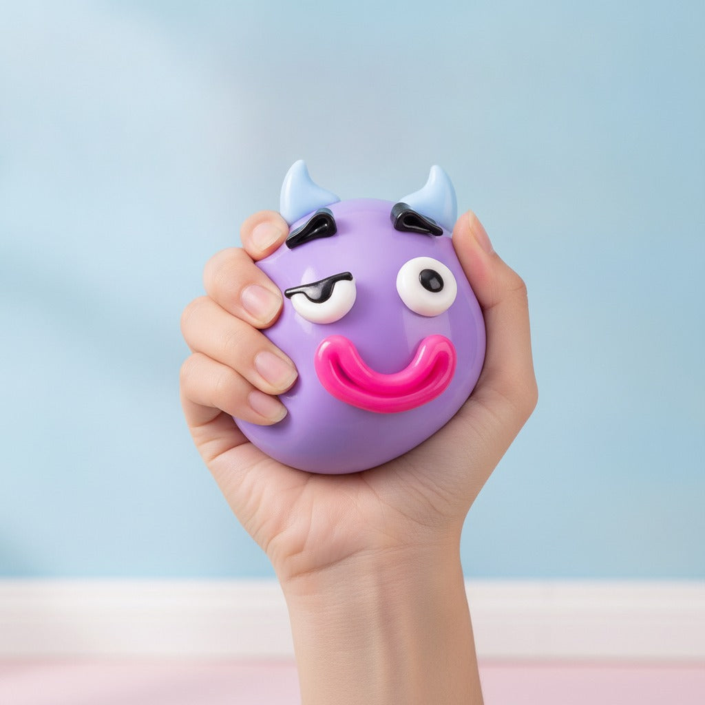 Smiley Face Mood Squishy - Yellow - squeeze in hand