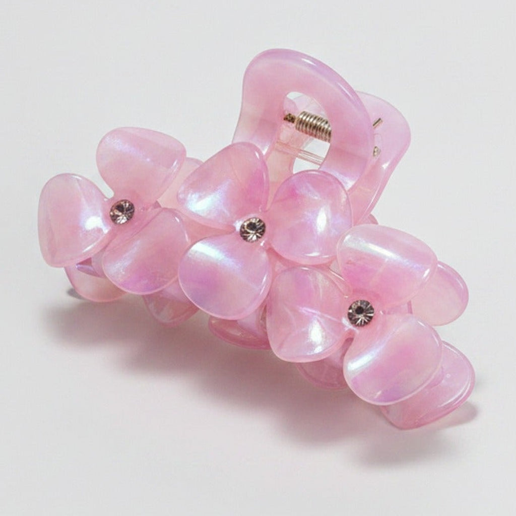Flower Beaded Resin Hair Claw - Rainbow Purple 9.1cm – hair accessories (view 1)
