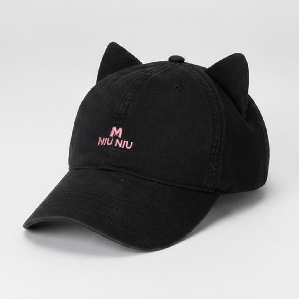 Cat Ear Baseball Cap - Black – apparel accessories (view 1)