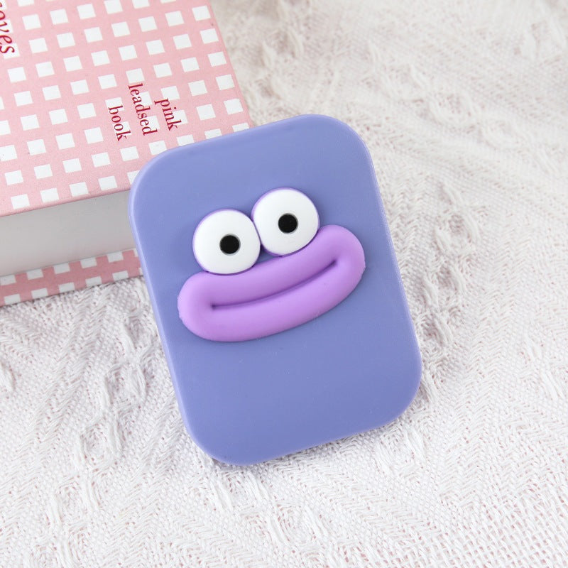 Cartoon folding plastic sausage mouth makeup mirror - Purple