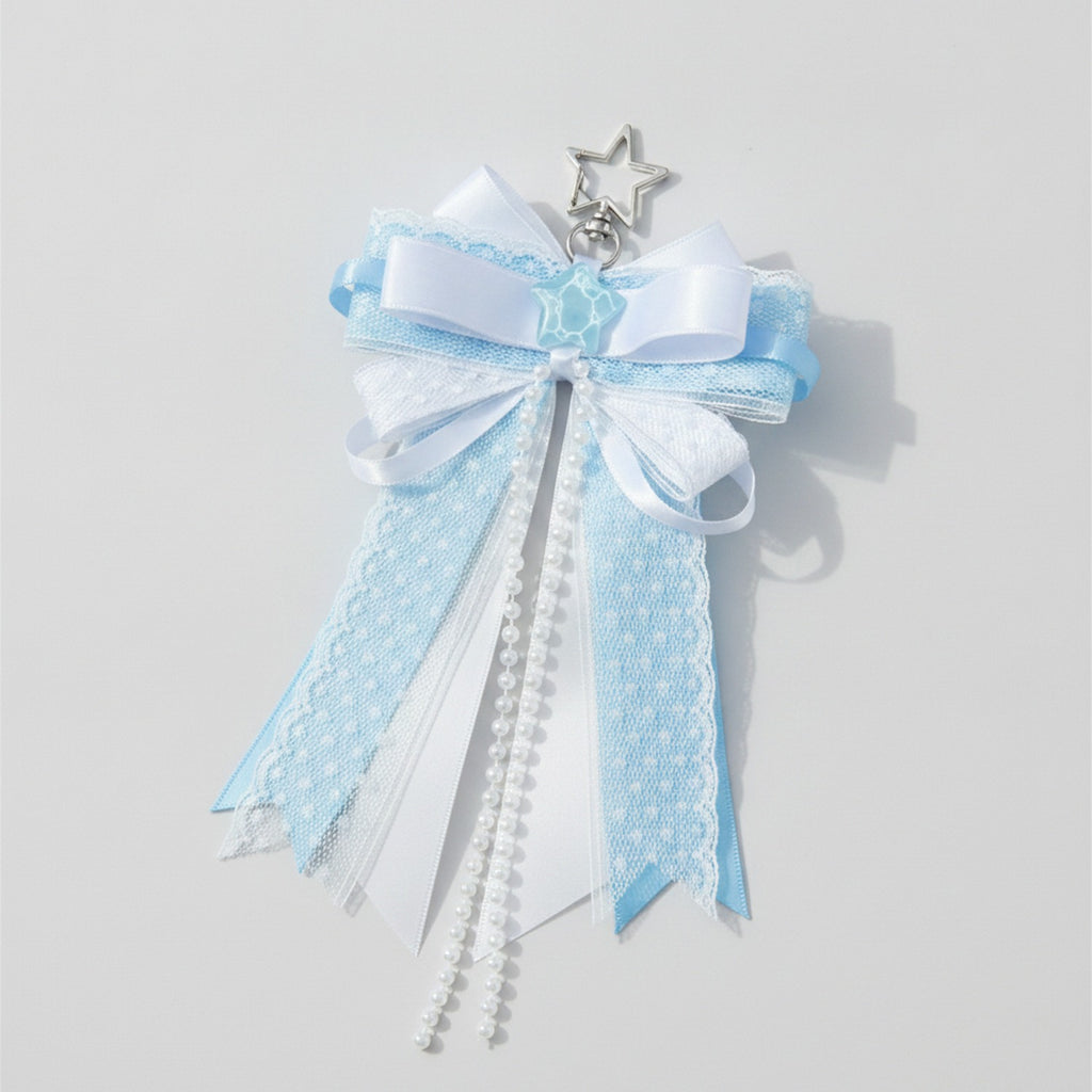 Layered Bow Bag Charm - Blue