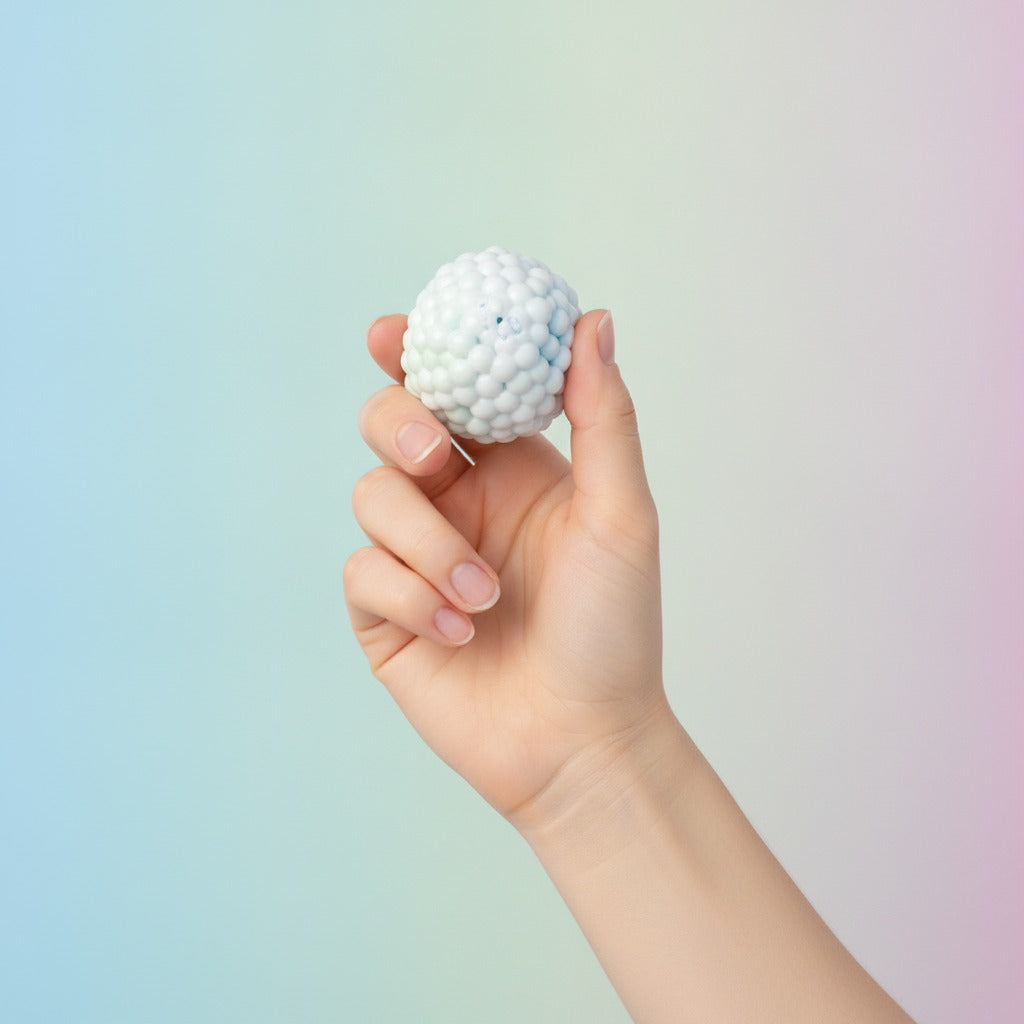 Bubble Pop Stress Ball - Blue - squeeze in hand
