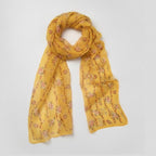 Yellow Floral Print Lightweight Scarf Wrap – scarves & belts (view 1)
