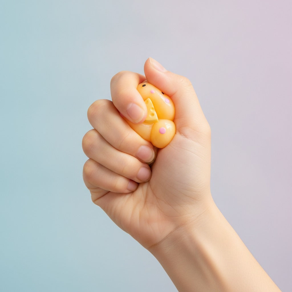 Cute Dessert Squishy Toy - Yellow Hamster - squeeze in hand