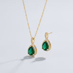 Emerald Teardrop Jewelry Set