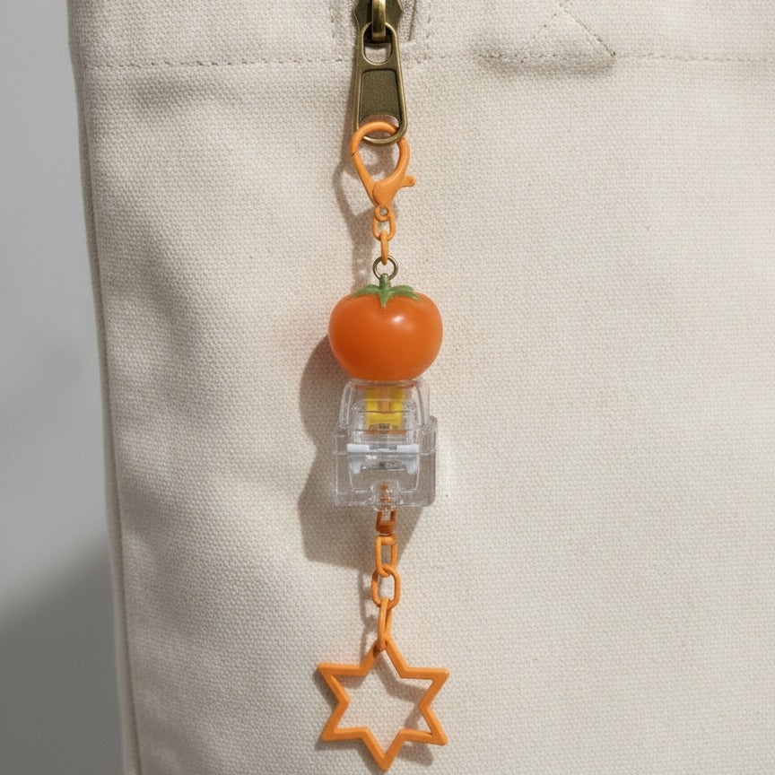 Fruit Charm Keychain With Light - Orange Tomato