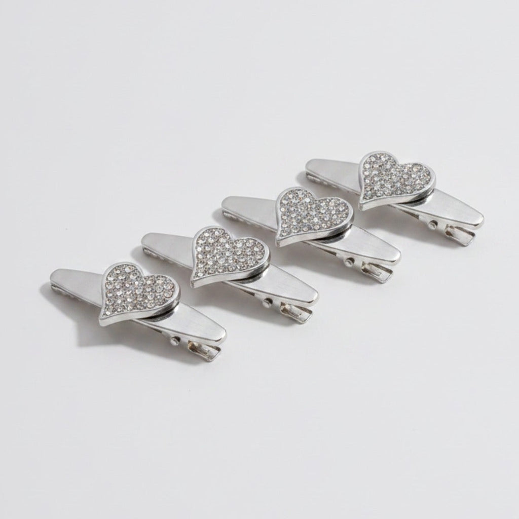 Gemstone Heart Claw Hair Clip Set - Crystal Heart – hair accessories (view 1)