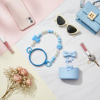 Blue Bow Beaded Keychain Charm Set Blue