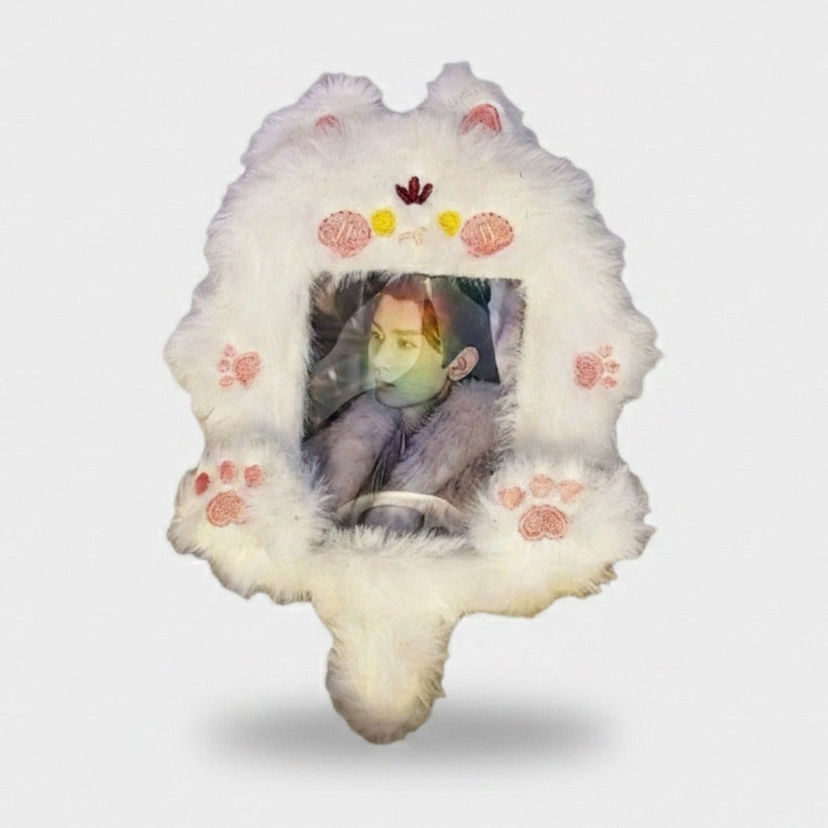 White Fluffy Cat Paw Plush Phone Charm – tech (view 1)