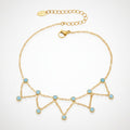 Crystal Charm Dangle Anklet - S038 Gold Blue Turquoise Anklet 19+5cm – jewelry (view 1)