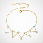 Crystal Charm Dangle Anklet - S038 Gold Blue Turquoise Anklet 19+5cm – jewelry (view 1)