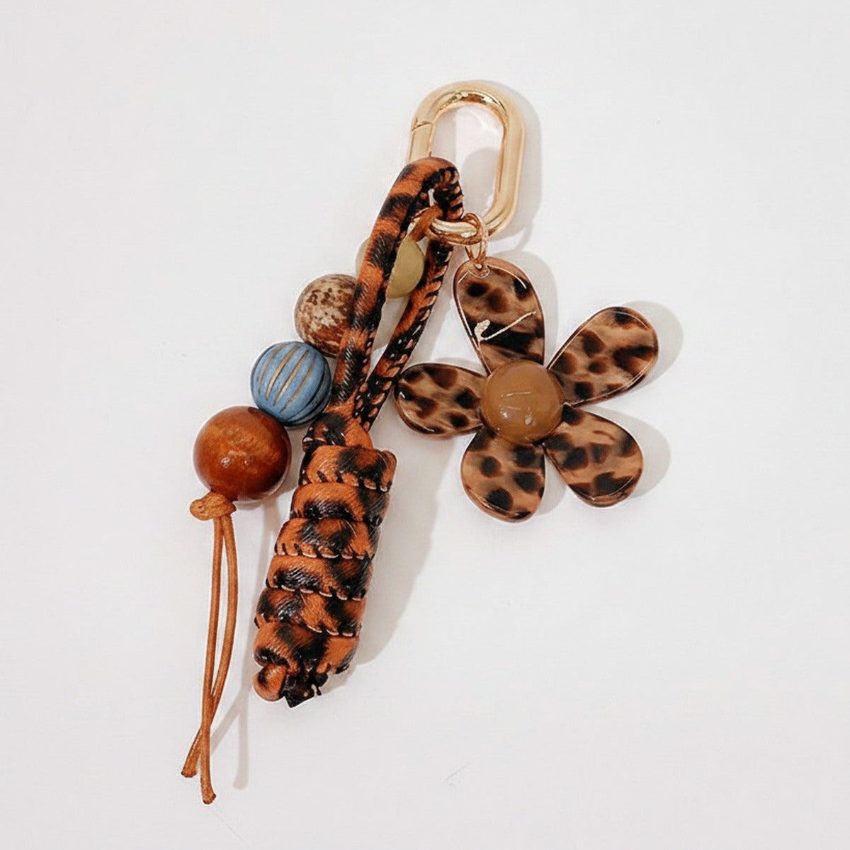Leopard Print Acrylic Flower Charm Keyring – novelty & toys (view 1)