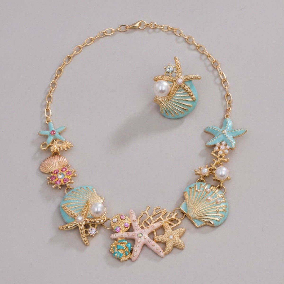 Ocean Charm Necklace & Earrings Set – jewelry (view 1)